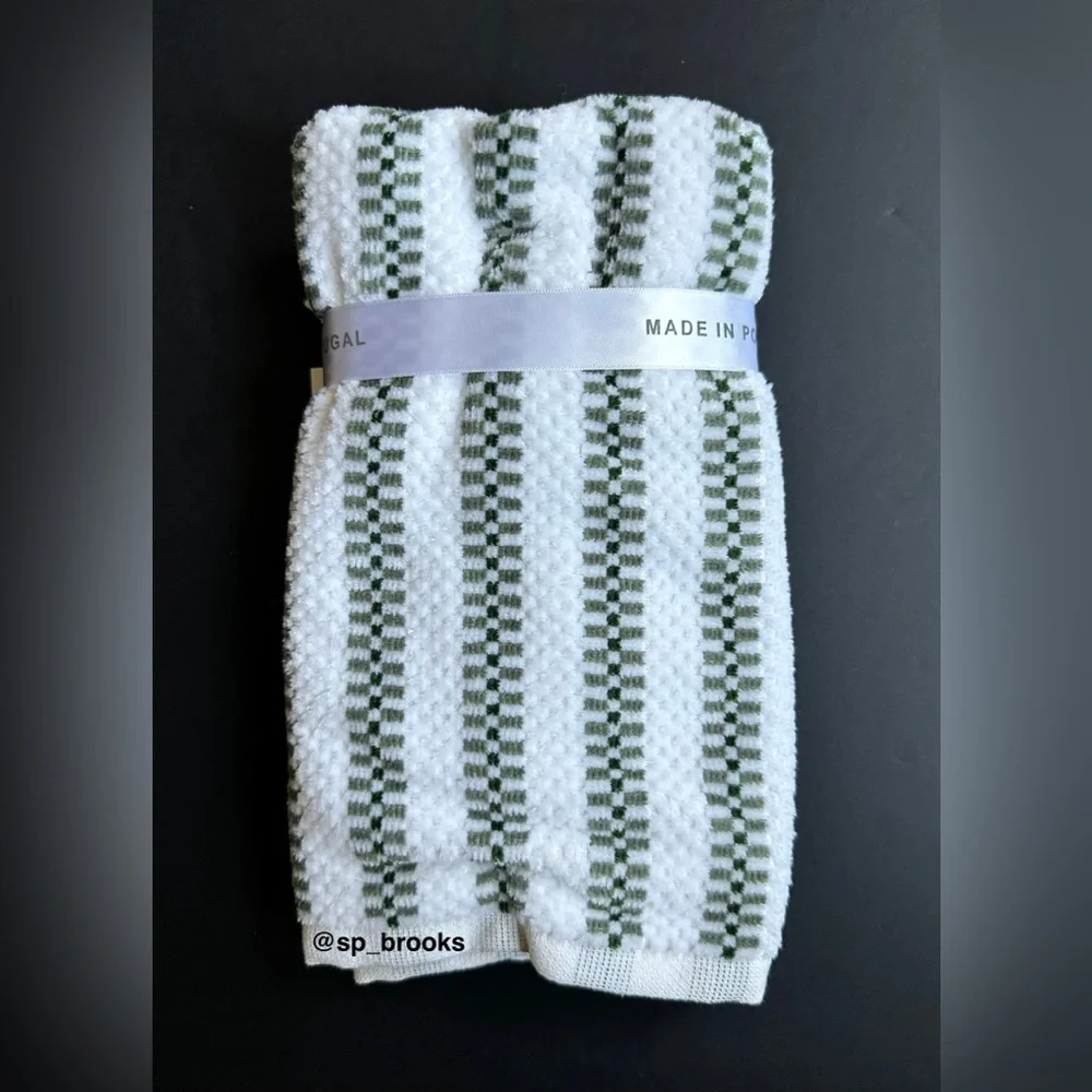 🎁6PC FELPINTER Bath Towel Set - Green and White, Super Soft & Absorbent